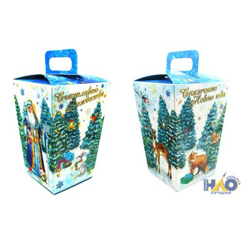 Коробка для конфет Дед Мороз у елки (500-600 гр)